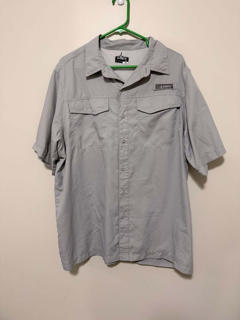 Habit Men's Short Sleeve Fishing Shirt in Grey, Size Large — Performance outdoor